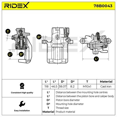 Bremssattel RIDEX 78B0043 78B0043 - foto 4
