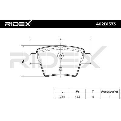 Bremsbeläge Satz RIDEX 402B1373 402B1373 - foto 6