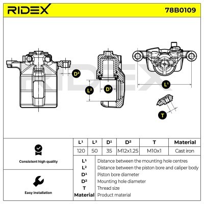 Bremssattel RIDEX 78B0109 78B0109 - foto 4