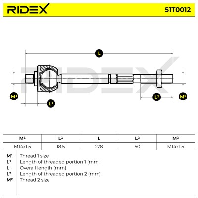 Lenkstange RIDEX 51T0012 51T0012 - foto 6