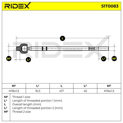 Lenkstange RIDEX 51T0083 51T0083 - foto 7