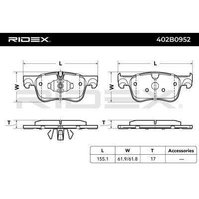 Bremsbeläge Satz RIDEX 402B0952 402B0952 - foto 3