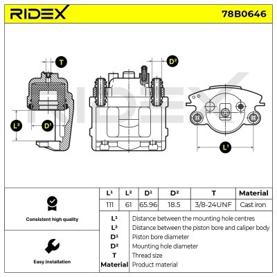 Bremssattel RIDEX 78B0646 78B0646 - foto 6