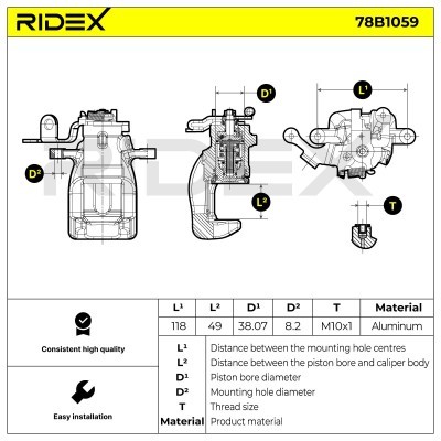 Bremssattel RIDEX 78B1059 78B1059 - foto 6
