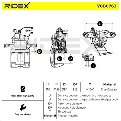 Bremssattel RIDEX 78B0763 78B0763 - foto 7
