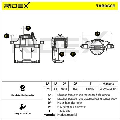 Bremssattel RIDEX 78B0609 78B0609 - foto 5