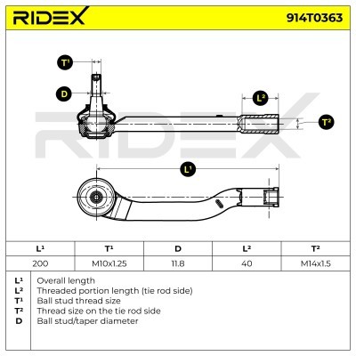 Spurstangenkopf RIDEX 914T0363 914T0363 - foto 6