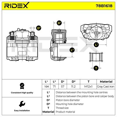 Bremssattel RIDEX 78B1618 78B1618 - foto 8