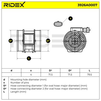 Luftmassenmesser RIDEX 3926A0007 3926A0007 - foto 7