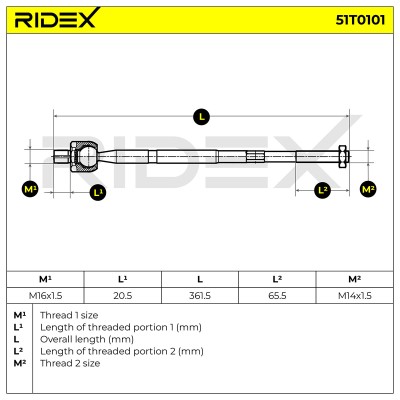 Lenkstange RIDEX 51T0101 51T0101 - foto 9