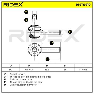 Spurstangenkopf RIDEX 914T0410 914T0410 - foto 6