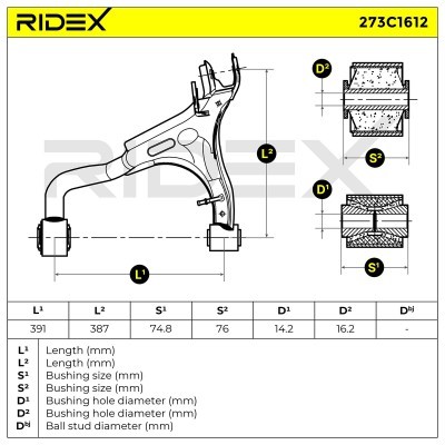 Querlenker RIDEX 273C1612 273C1612 - foto 8