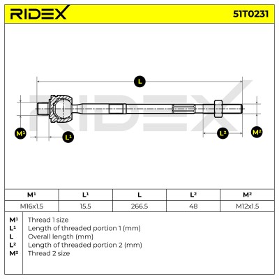 Lenkstange RIDEX 51T0231 51T0231 - foto 6