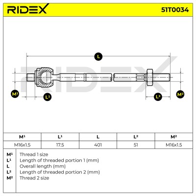 Lenkstange RIDEX 51T0034 51T0034 - foto 6