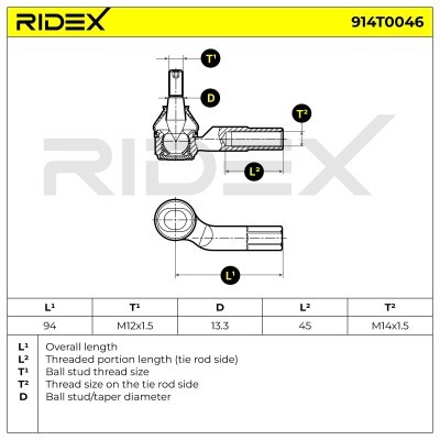 Spurstangenkopf RIDEX 914T0046 914T0046 - foto 6