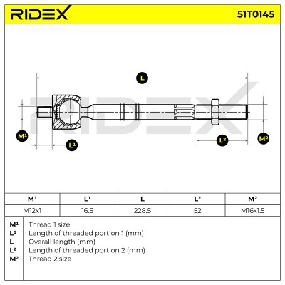Lenkstange RIDEX 51T0145 51T0145 - foto 5