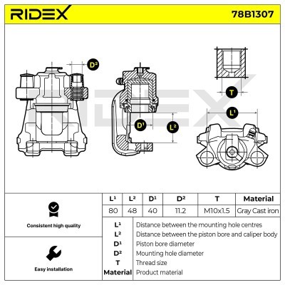 Bremssattel RIDEX 78B1307 78B1307 - foto 5