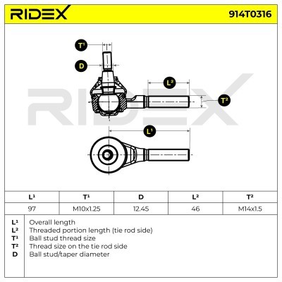 Spurstangenkopf RIDEX 914T0316 914T0316 - foto 5