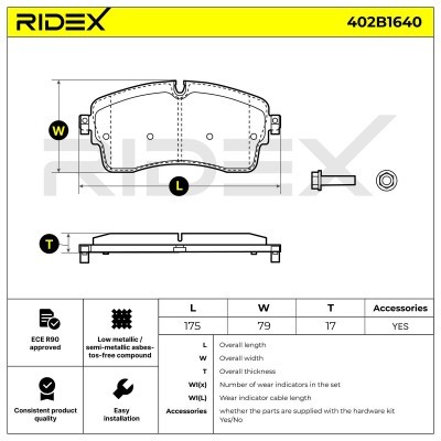 Bremsbeläge Satz RIDEX 402B1640 402B1640 - foto 6