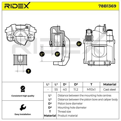 Bremssattel RIDEX 78B1369 78B1369 - foto 7