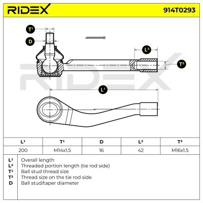 Spurstangenkopf RIDEX 914T0293 914T0293 - foto 5
