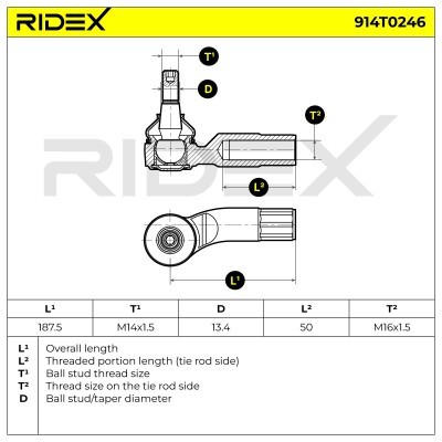 Spurstangenkopf RIDEX 914T0246 914T0246 - foto 4