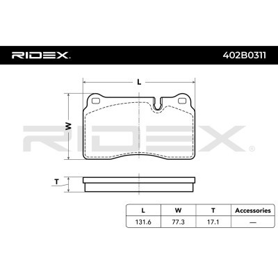 Bremsbeläge Satz RIDEX 402B0311 402B0311 - foto 3