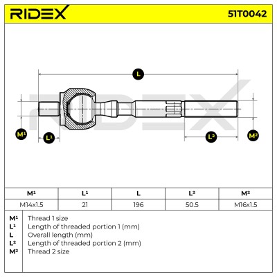 Lenkstange RIDEX 51T0042 51T0042 - foto 8