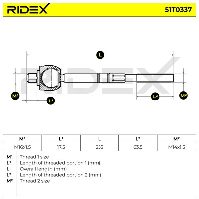 Lenkstange RIDEX 51T0337 51T0337 - foto 5
