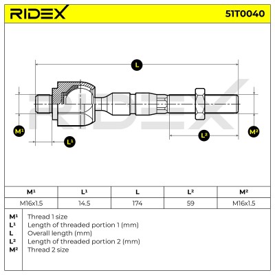Lenkstange RIDEX 51T0040 51T0040 - foto 6