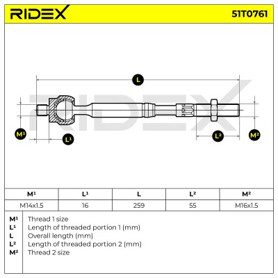 Lenkstange RIDEX 51T0761 51T0761 - foto 5
