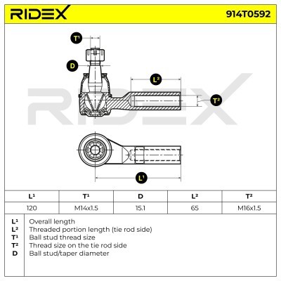 Spurstangenkopf RIDEX 914T0592 914T0592 - foto 6