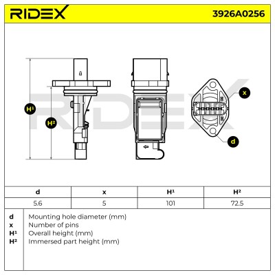 Luftmassenmesser RIDEX 3926A0256 3926A0256 - foto 6