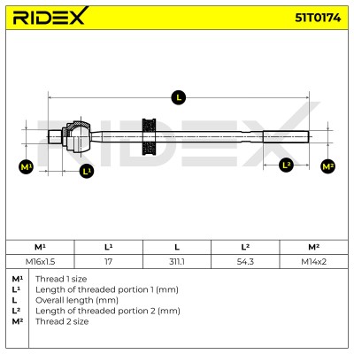 Lenkstange RIDEX 51T0174 51T0174 - foto 7