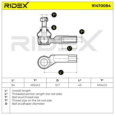 Spurstangenkopf RIDEX 914T0084 914T0084 - foto 5