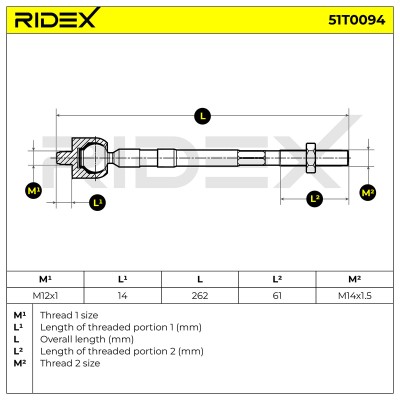 Lenkstange RIDEX 51T0094 51T0094 - foto 5