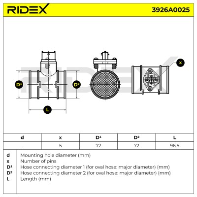 Luftmassenmesser RIDEX 3926A0025 3926A0025 - foto 6