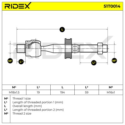 Lenkstange RIDEX 51T0014 51T0014 - foto 7
