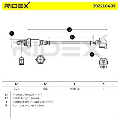 Lambdasonde RIDEX 3922L0407 3922L0407 - foto 6