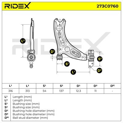 Querlenker RIDEX 273C0760 273C0760 - foto 5