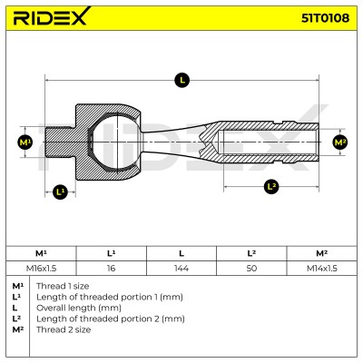 Lenkstange RIDEX 51T0108 51T0108 - foto 6