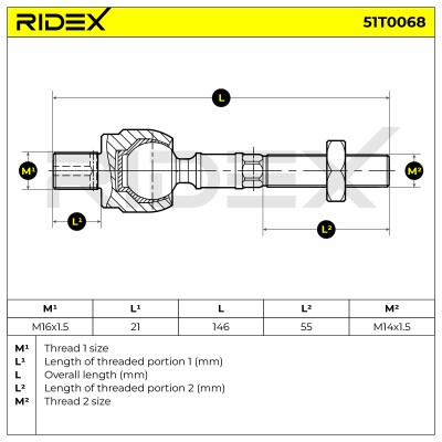 Lenkstange RIDEX 51T0068 51T0068 - foto 6