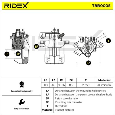 Bremssattel RIDEX 78B0005 78B0005 - foto 6