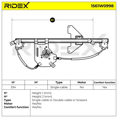 Fensterheber RIDEX 1561W0998 1561W0998 - foto 6