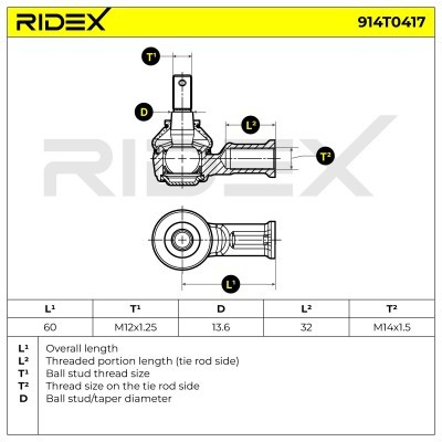Spurstangenkopf RIDEX 914T0417 914T0417 - foto 6