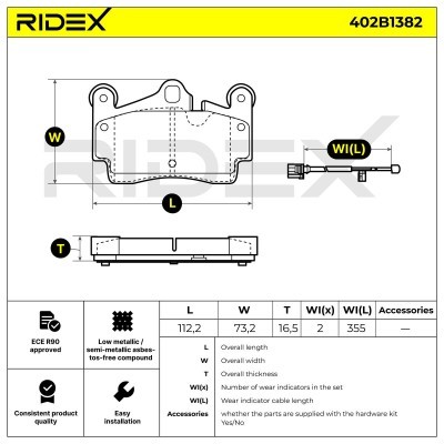 Bremsbeläge Satz RIDEX 402B1382 402B1382 - foto 5