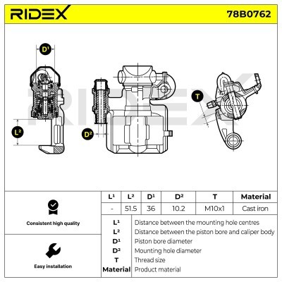 Bremssattel RIDEX 78B0762 78B0762 - foto 7