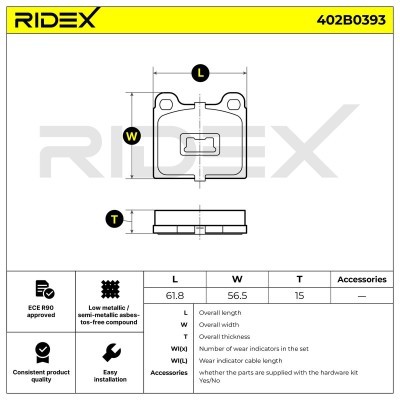 Bremsbeläge Satz RIDEX 402B0393 402B0393 - foto 8