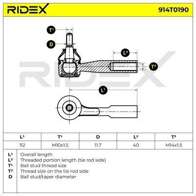 Spurstangenkopf RIDEX 914T0190 914T0190 - foto 4