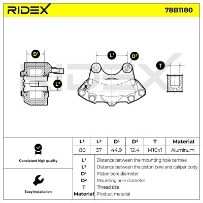 Bremssattel RIDEX 78B1180 78B1180 - foto 7